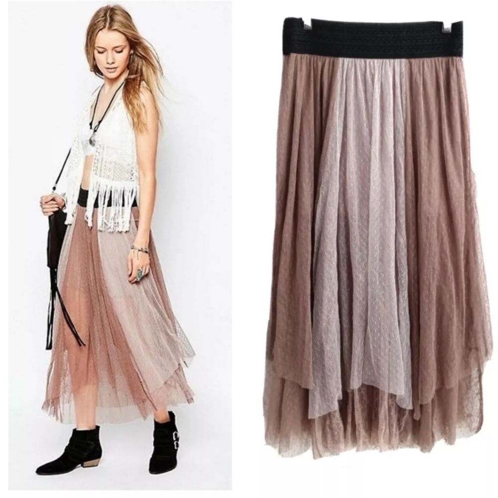 Free People | Sugarplum Mesh Taupe Tutu skirt | Medium